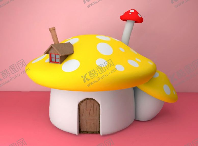 编号：61004012061445042032【酷图网】源文件下载-C4D模型卡通蘑菇屋玩具