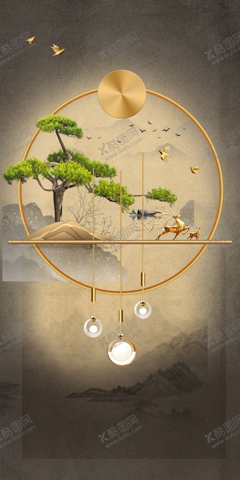 编号：31347811241403482673【酷图网】源文件下载-中式禅意景观摆件