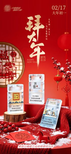 初一春节拜大年海报过年