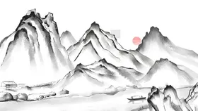中国风山水背景式墙情新式墙