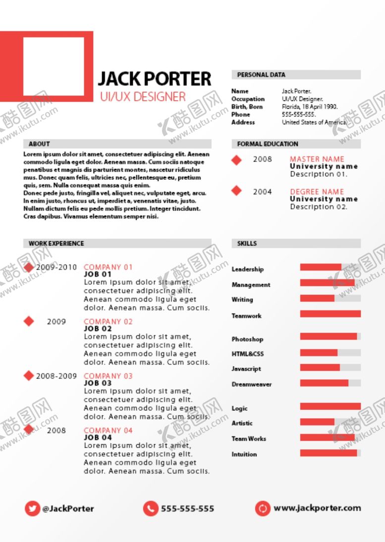 编号：90086409221636344679【酷图网】源文件下载-求职简历模板