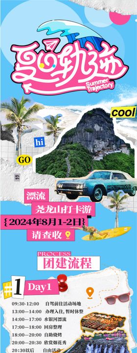 夏日游玩流程长图