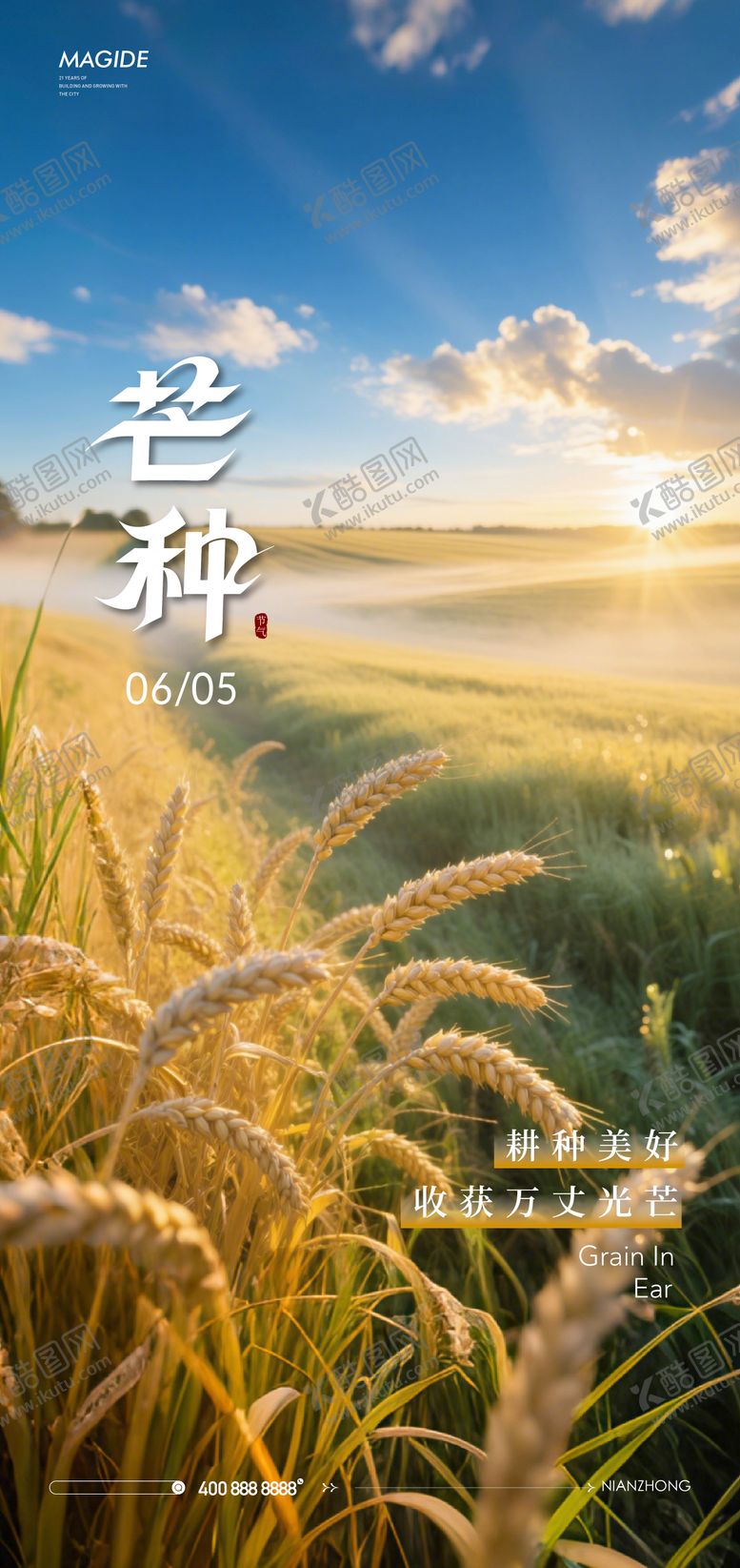 编号：99065606151934193281【酷图网】源文件下载-芒种节气移动端丰收海报