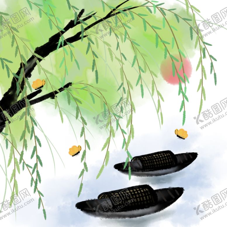 编号：91812311271514291286【酷图网】源文件下载-柳树下的船