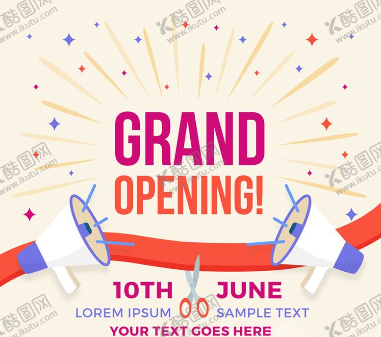 编号：65102810122028446176【酷图网】源文件下载-创意喇叭开业促销海报