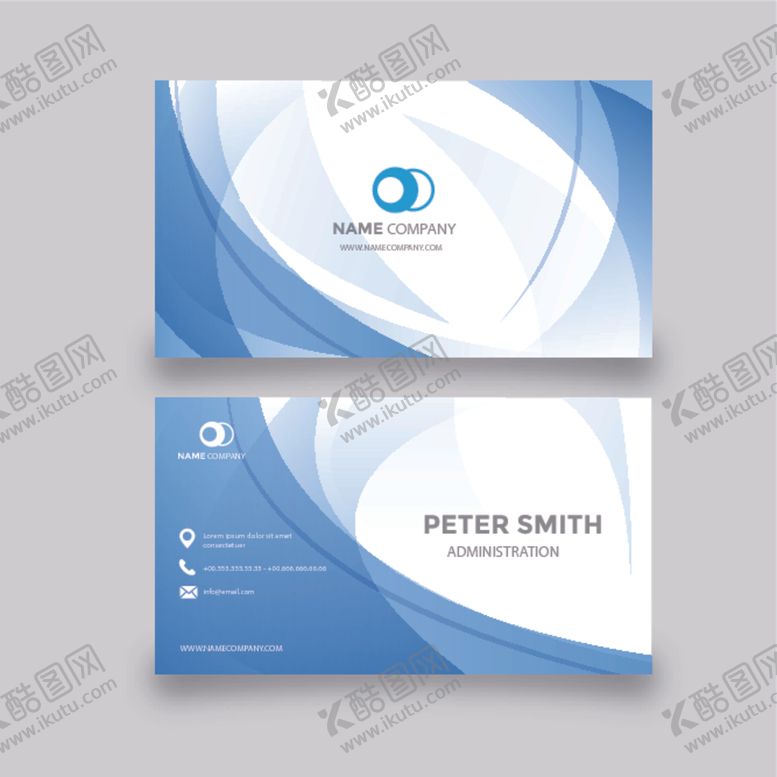 编号：79777704031613391027【酷图网】源文件下载-蓝白简约风商务名片设计