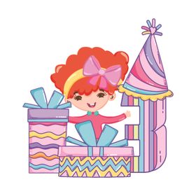 卡通生日女孩