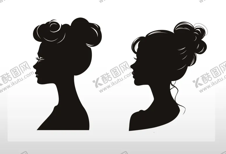 编号：29727202152137193406【酷图网】源文件下载-美女头像剪影素材