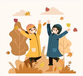 创意秋季跳跃男女