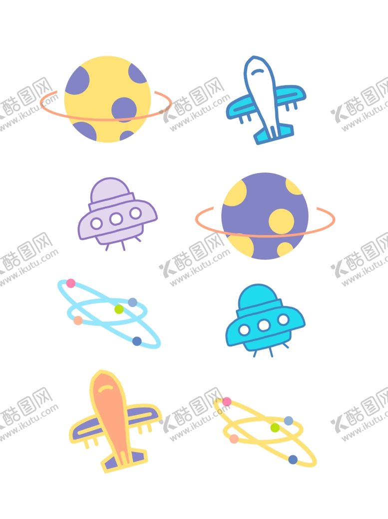 编号：94284506301837022248【酷图网】源文件下载-柔色可爱星球太空探险奇幻边框矢