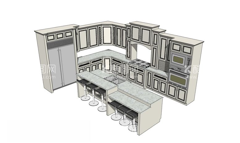 编号：87346112202320115924【酷图网】源文件下载-欧式橱柜模型