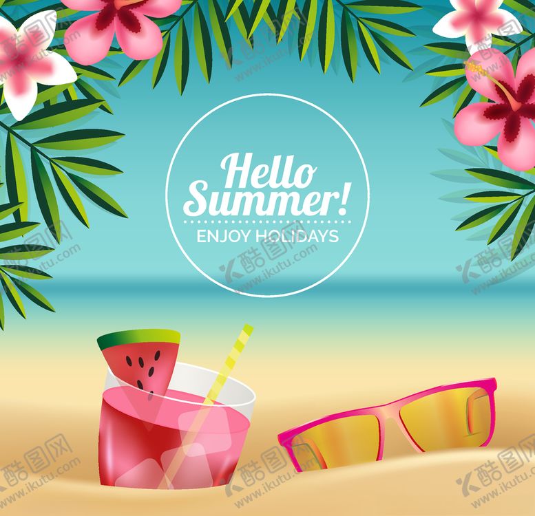编号：79514309250247182304【酷图网】源文件下载-夏日海滩度假创意插画