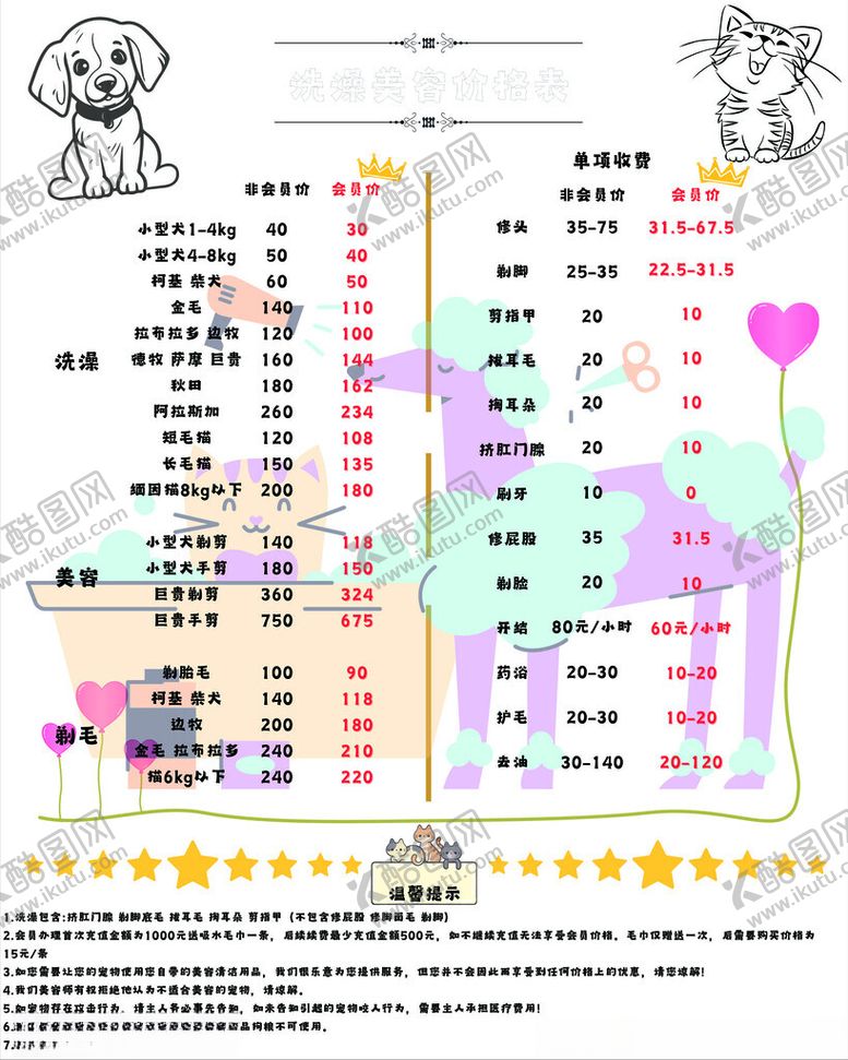 编号：53125912181143219574【酷图网】源文件下载-宠物洗澡美容价格表