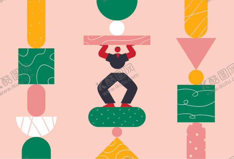 编号：22165209190720118776【酷图网】源文件下载-创意抽象拼接图案设计