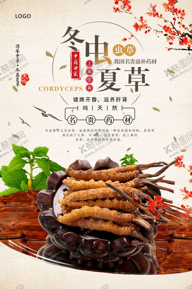 编号：46604205061946579818【酷图网】源文件下载-古典冬虫夏草促销海报