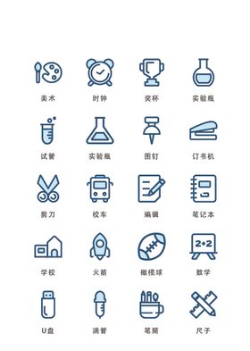 卡通学科教育类UI图标icon