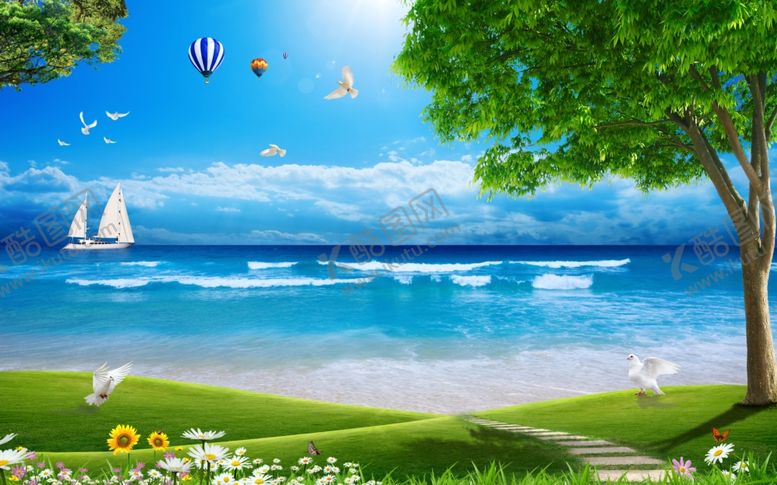 编号：91750710061018503652【酷图网】源文件下载-风景背景墙