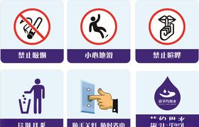 温馨提示牌小心地滑禁止喧哗随手关灯