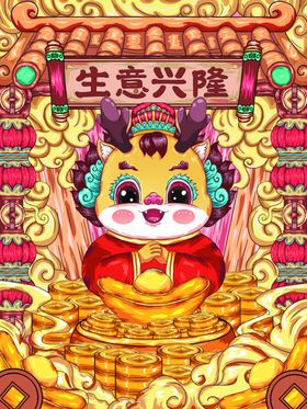 2024年新春龙年吉祥插画宣传