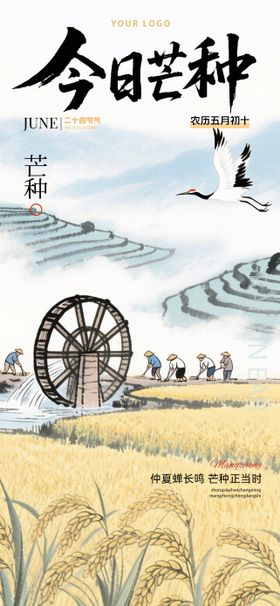 芒种国风水墨画海报