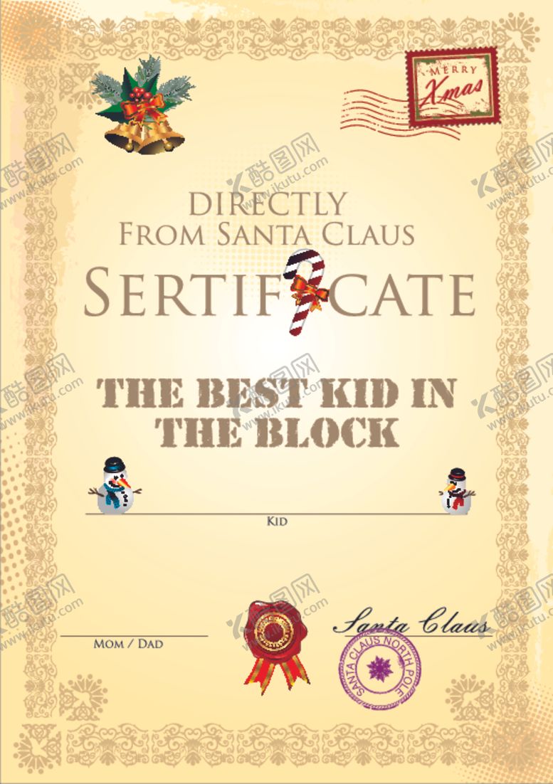 编号：41980310300405269147【酷图网】源文件下载-儿童画幼儿园手绘卡通证书模板