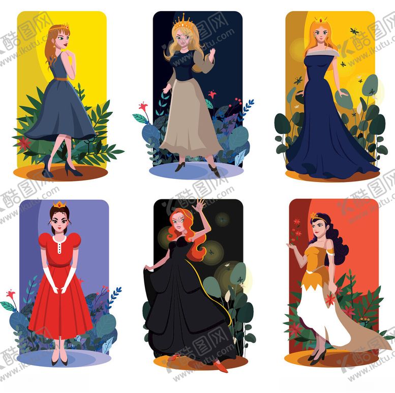 编号：85554411172354376188【酷图网】源文件下载-经典迪士尼公主插画形象