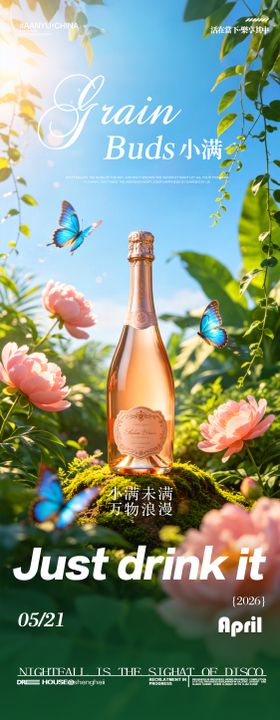 酒吧夜店小满节气传统节日酒促销海报