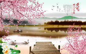 装饰画背景墙山水情风浮雕
