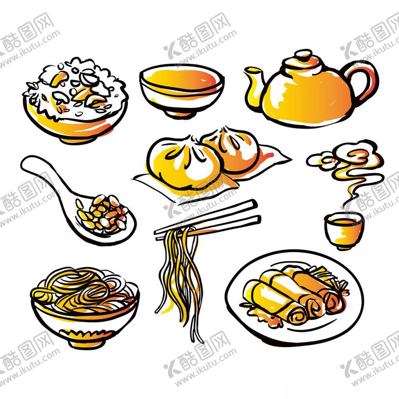 编号：26134101301948516754【酷图网】源文件下载-小吃素描