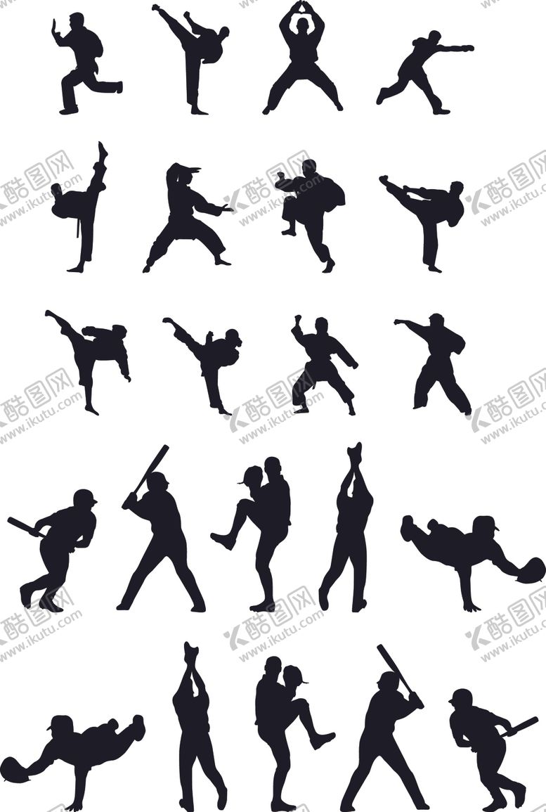 编号：66898104220935435444【酷图网】源文件下载-武术人物剪影