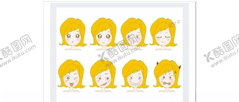 编号：17681910151247012038【酷图网】源文件下载-可爱女孩表情头像矢量
