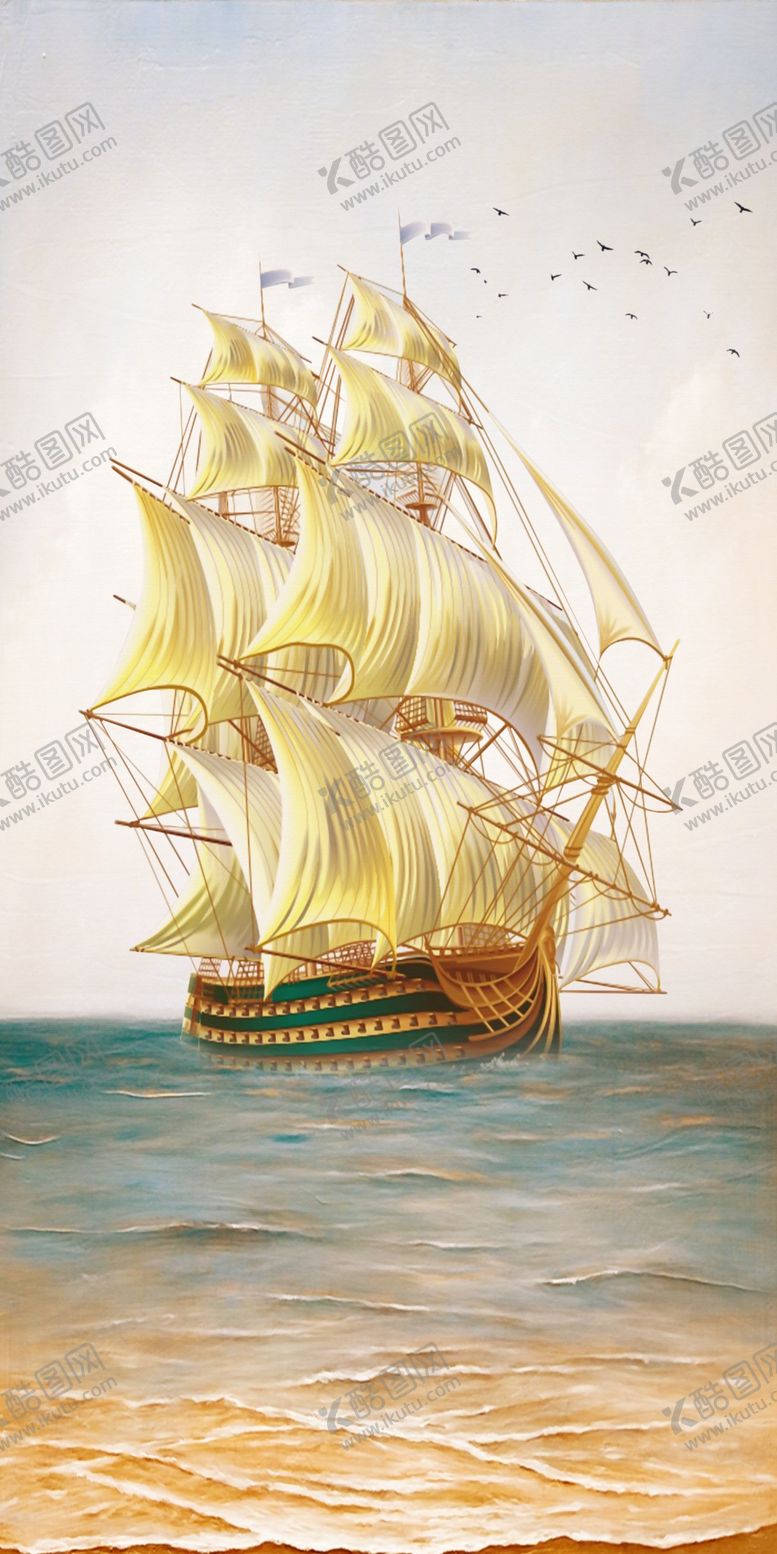 编号：48904309250145175185【酷图网】源文件下载-一帆风顺玄关装饰画