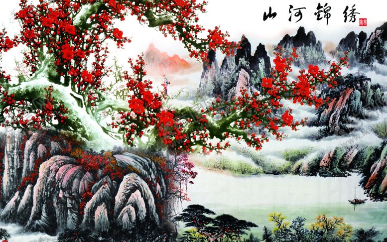 编号：38459909092221146060【酷图网】源文件下载-山水画背景墙