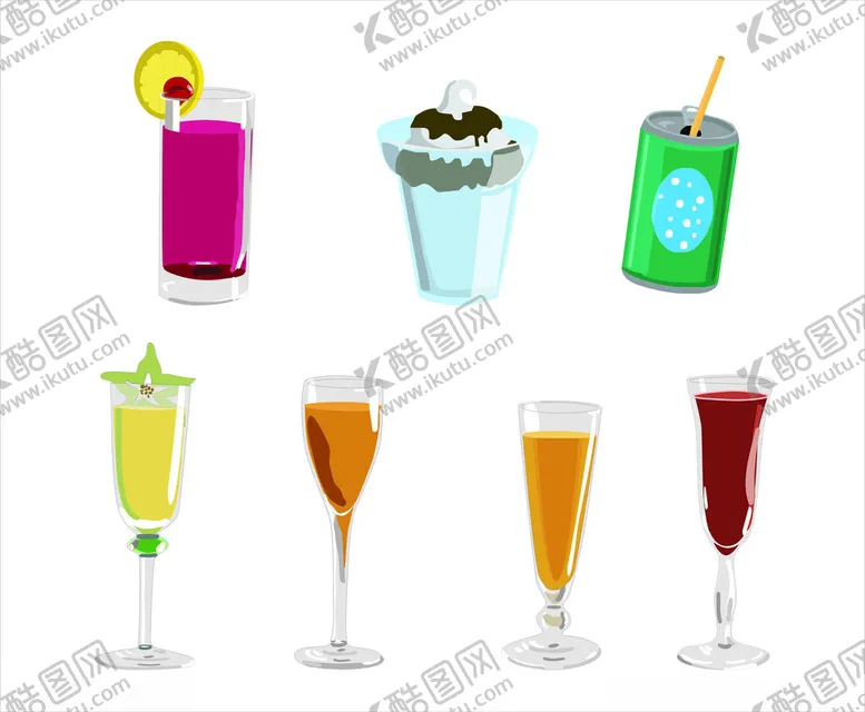 编号：59175206300021067342【酷图网】源文件下载-多彩美味的各式饮品集合