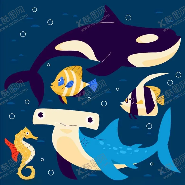 编号：88299402041115452408【酷图网】源文件下载-卡通海洋生物