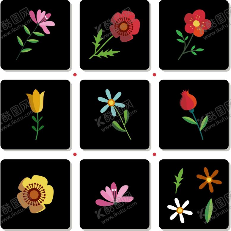 编号：33670810260529414044【酷图网】源文件下载-小花小草小红花矢量花草卡通花瓣