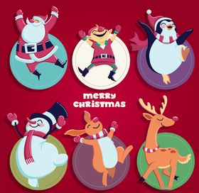6款可爱跳跃圣诞节角色矢量素材