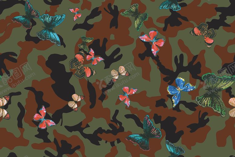 编号：48023906180130056318【酷图网】源文件下载-数码迷彩蝴蝶爆款大牌