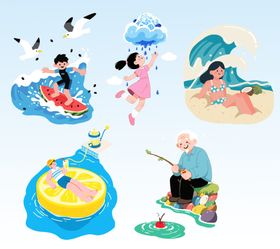 夏日多样休闲活动场景