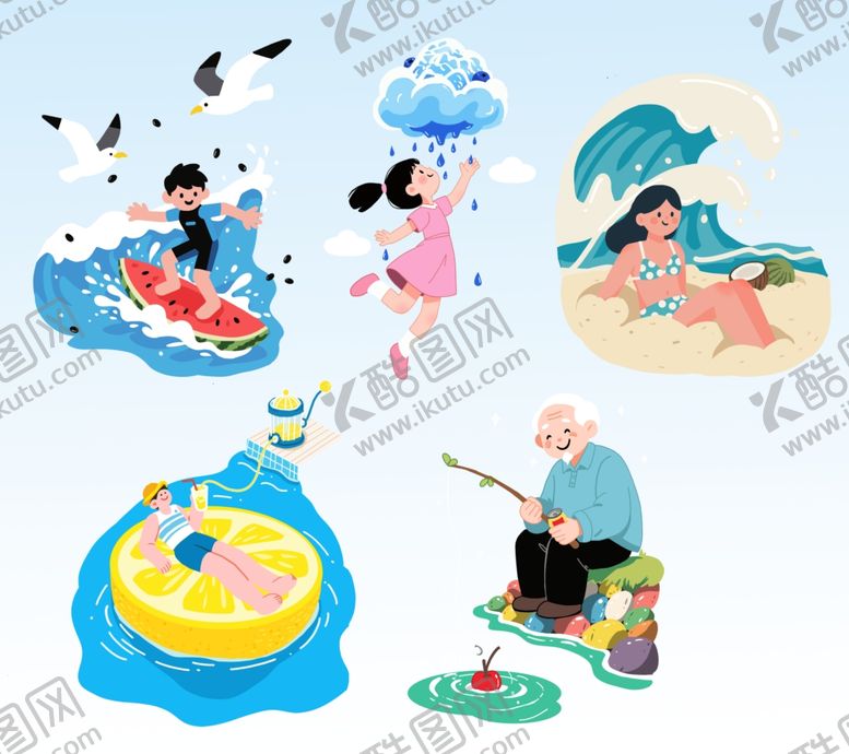 编号：42982906111756117721【酷图网】源文件下载-夏日多样休闲活动场景