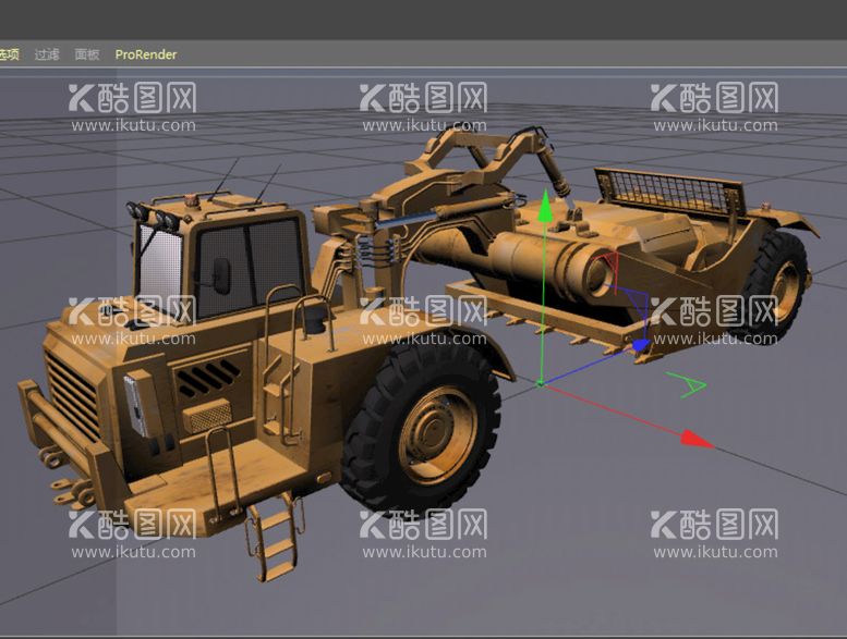 编号：29364111291428278734【酷图网】源文件下载- C4D模型轮式牵引铲运机