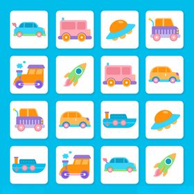 多彩卡通交通工具图标集