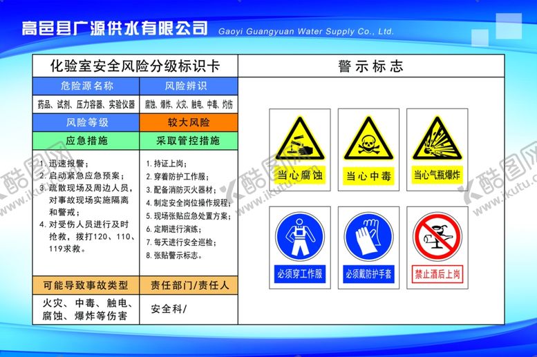 编号：31436709182322202068【酷图网】源文件下载-化验室安全风险分级标识卡