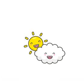 卡通可爱手绘太阳云朵插画素材
