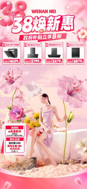 38女神节直播背景贴片