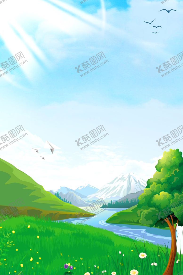 编号：18314409230034095438【酷图网】源文件下载-简单草丛河流背景