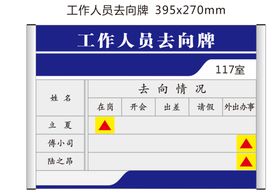 工作人员去向牌