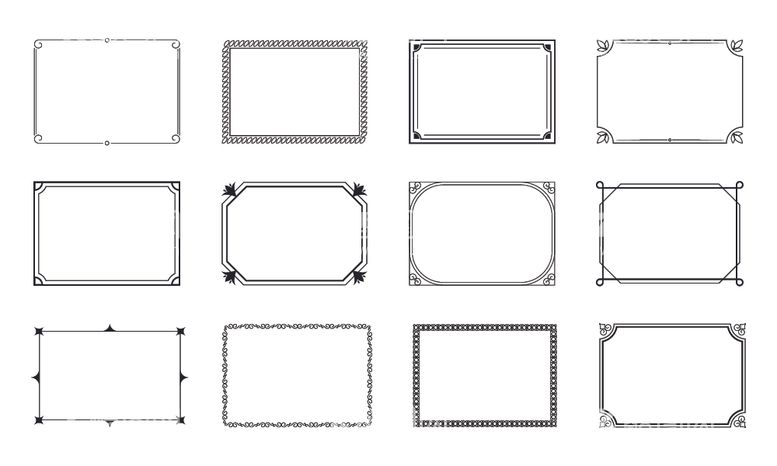编号：69588003072217191503【酷图网】源文件下载-线描边框相框矢量插画