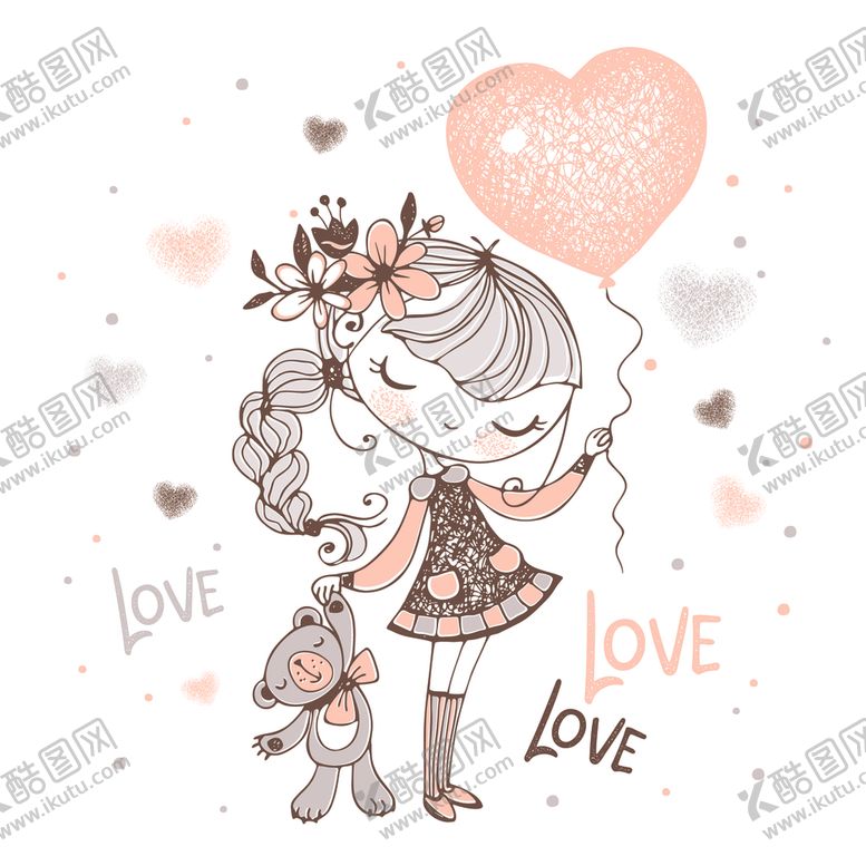 编号：56346510030409102051【酷图网】源文件下载-手绘可爱女孩