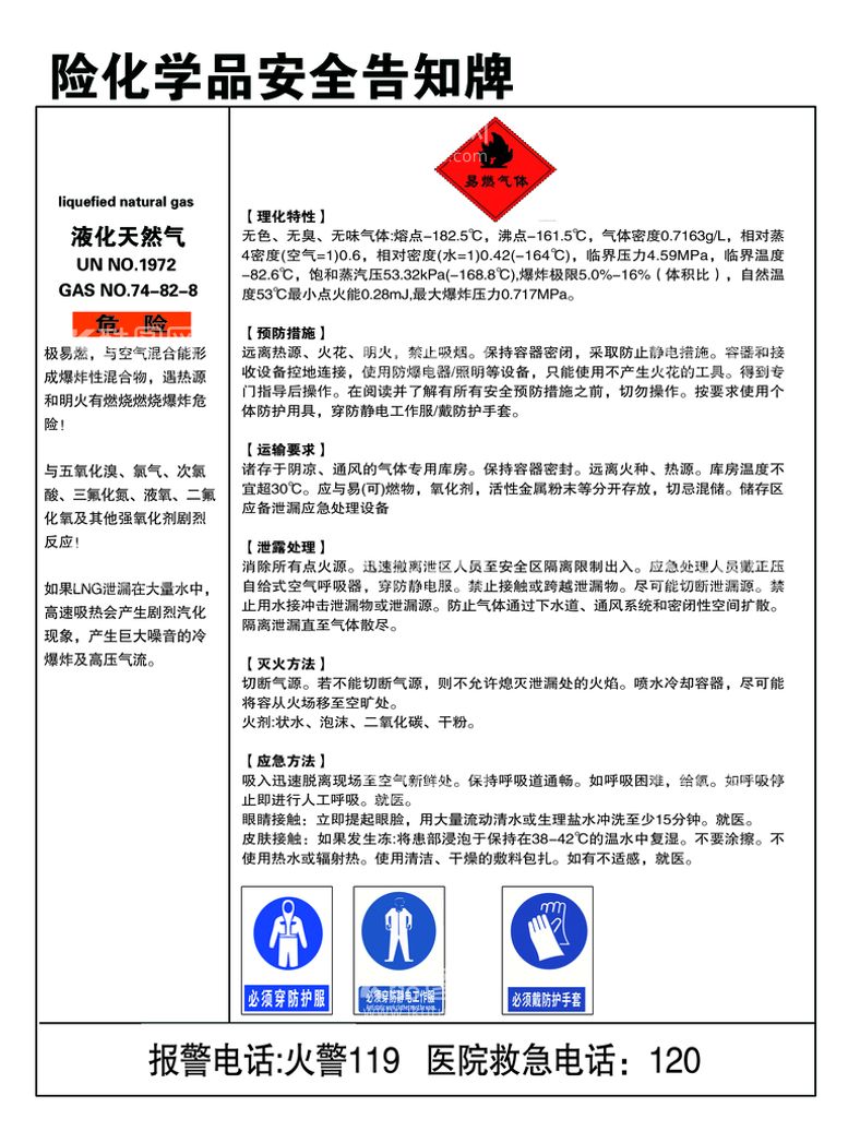 编号：90563210091451037182【酷图网】源文件下载-液化天然气危险告知牌   警示